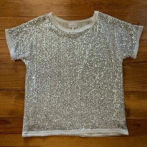 Sequin Short Sleeve Tee - Blush Gold